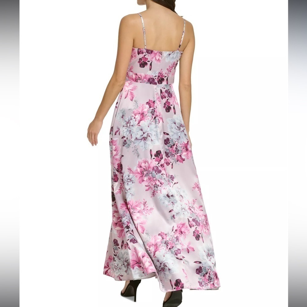 Vince Camuto Floral Print Satin Gown Fuschia Size 4 NWT - Picture 3 of 9